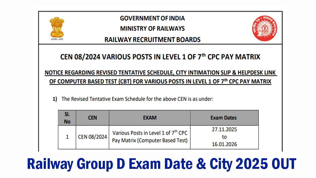 Railway Group D Exam Date 2025