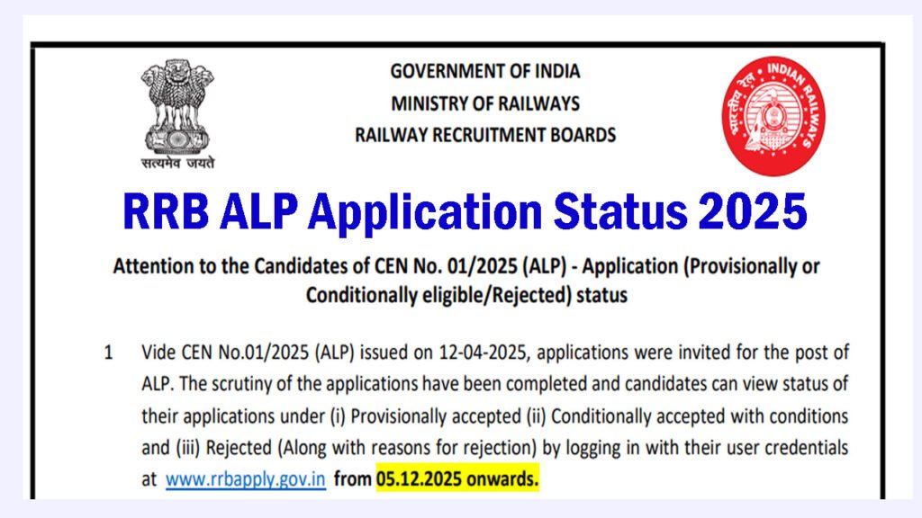 RRB ALP Application Status 2025