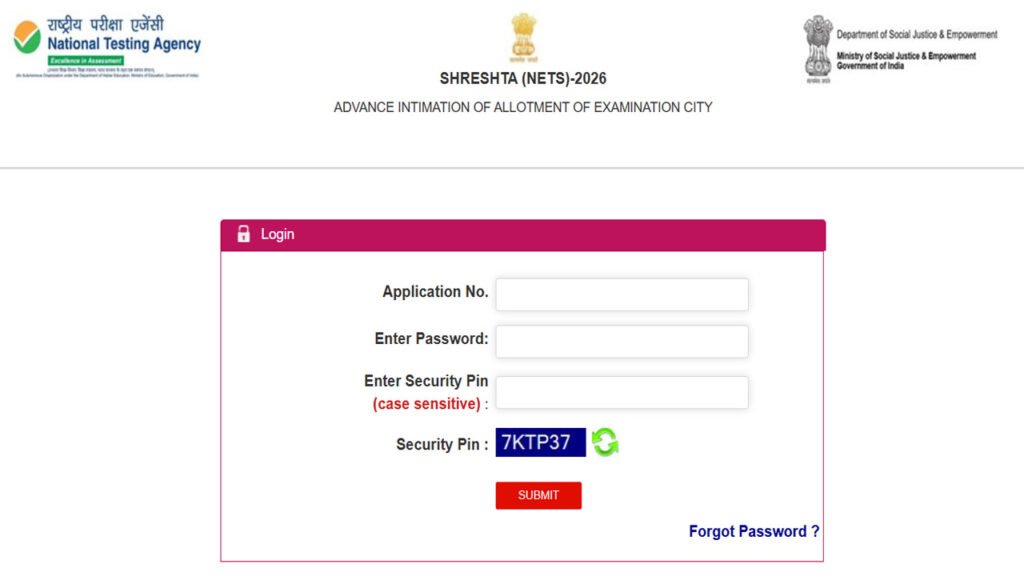 SHRESHTA NETS Admit Card 2025