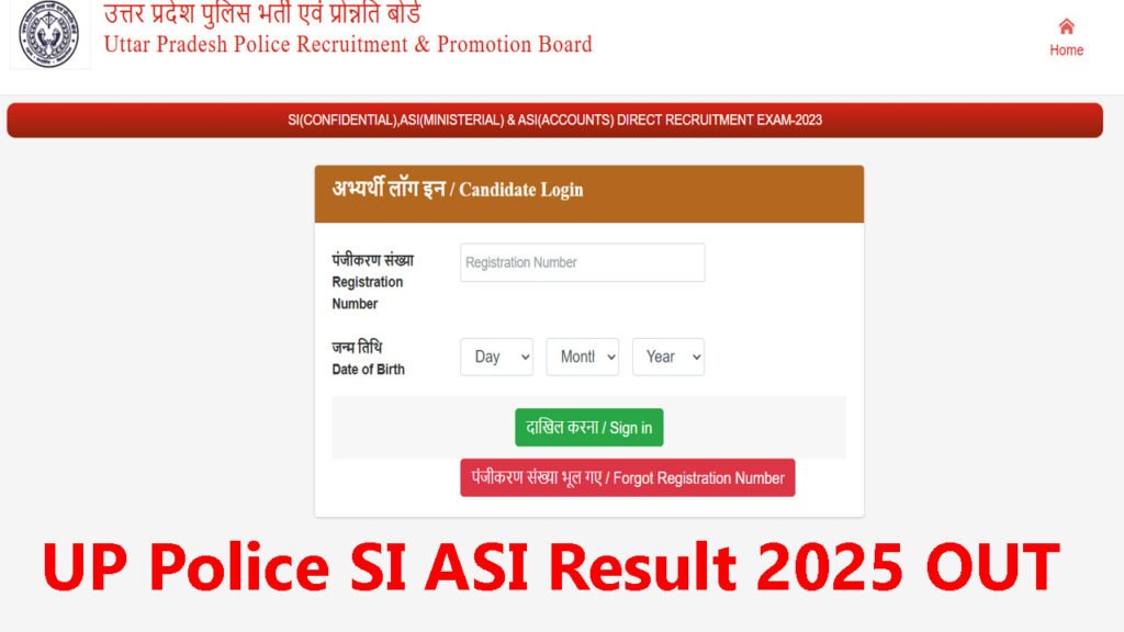 UP Police SI ASI Result 2025